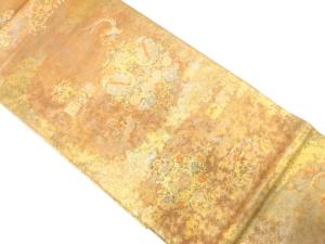 引箔　向かい鳥に花模様織り出し　袋帯